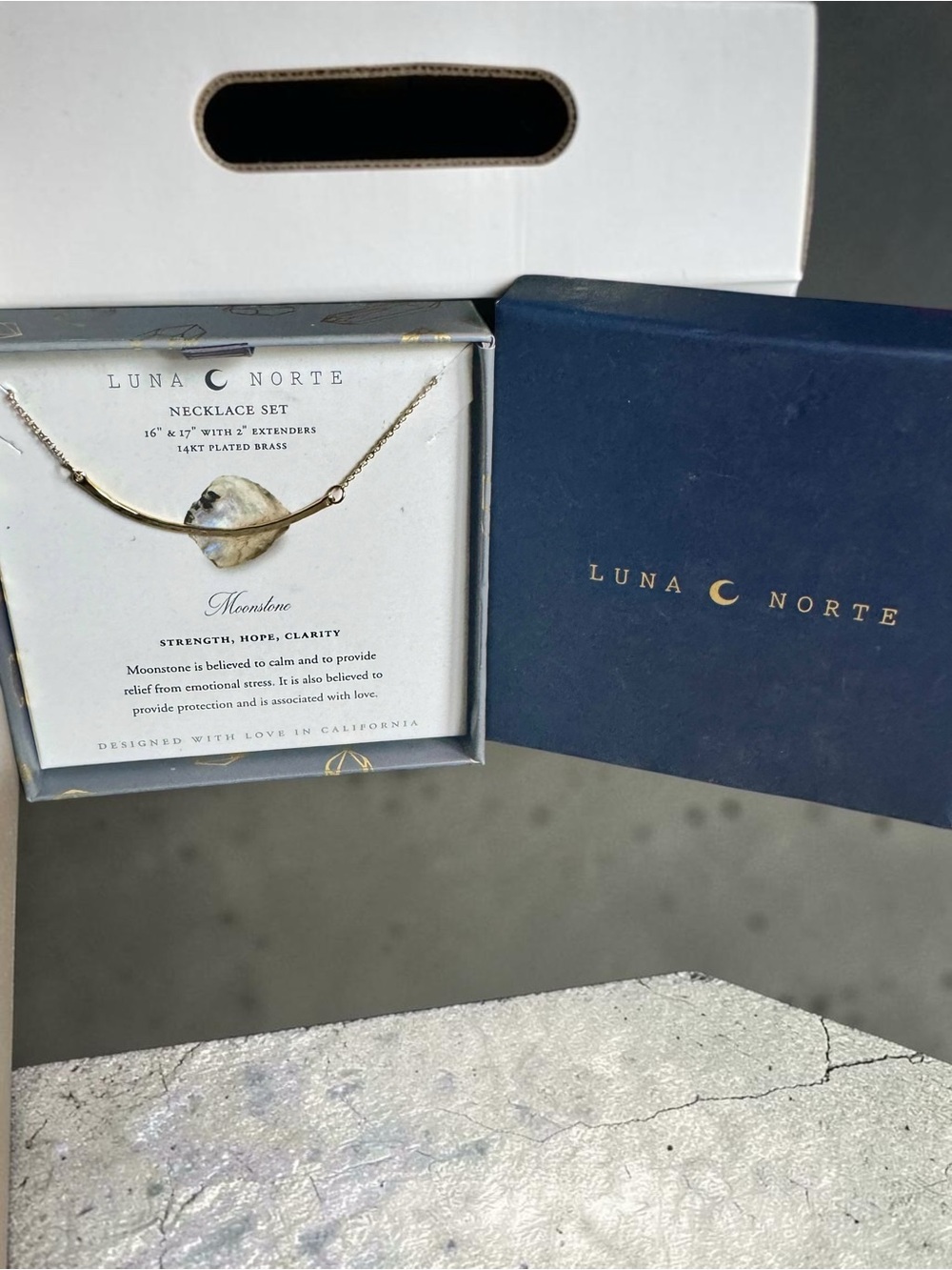 Luna Norte Gold Moonstone Necklace Set - Gold